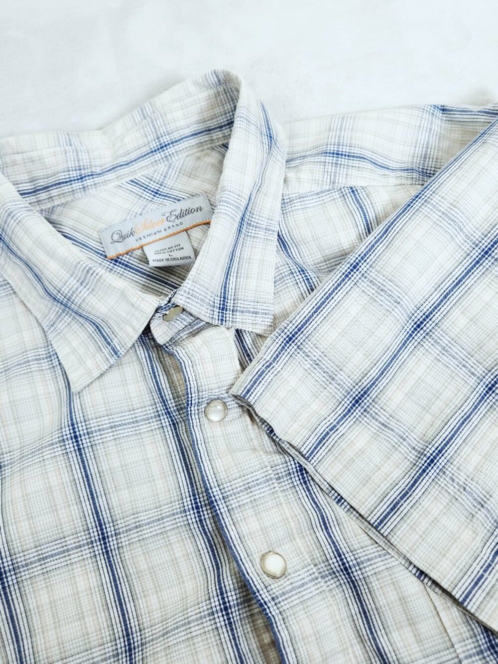 Quick Silver Edition Premium Brand Mens Shirt Size Large Pearl Snap Front Cotton